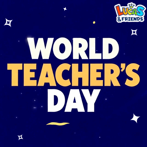 lucas & friends celebrate world teacher 's day with a blue background