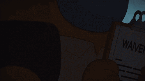 a cartoon of a green among us character laying on the ground next to a brown chair