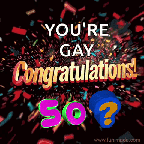 a congratulations card with a question mark and confetti