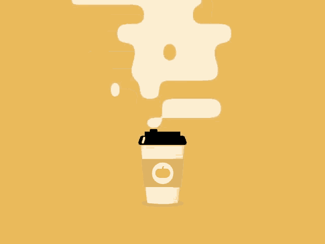a cup of coffee with a pumpkin on it and smoke coming out of it