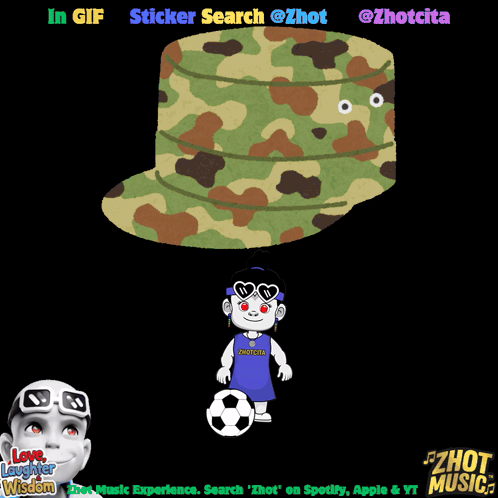 a picture of a soccer ball and a military hat
