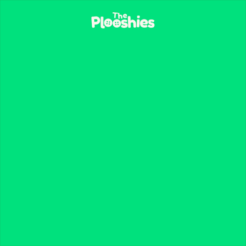 a cat and a penguin are dancing in front of a green background that says the plooshies