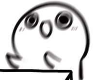 A blushing cartoon face peeks over a line with an eager expression.