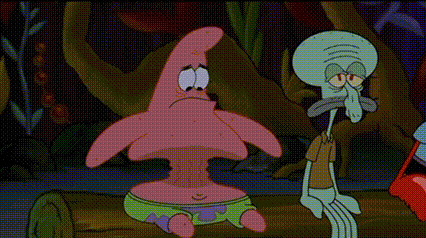 Patrick and Squidward sit looking exhausted and hungry in SpongeBob SquarePants.