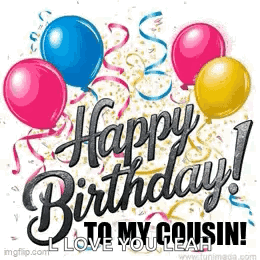 a happy birthday card with balloons and confetti .