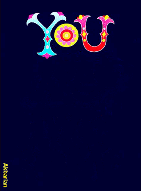 Colorful sparkling text spells “YOU.”