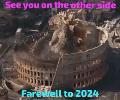 an aerial view of a colosseum with a giant monster standing in the middle of it .