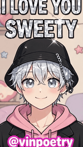 a picture of a boy with the words i love you sweety on it