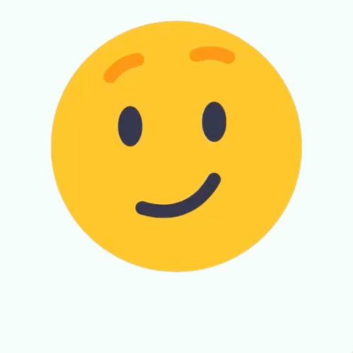 A simple yellow smiling emoji face appears on a pale background.