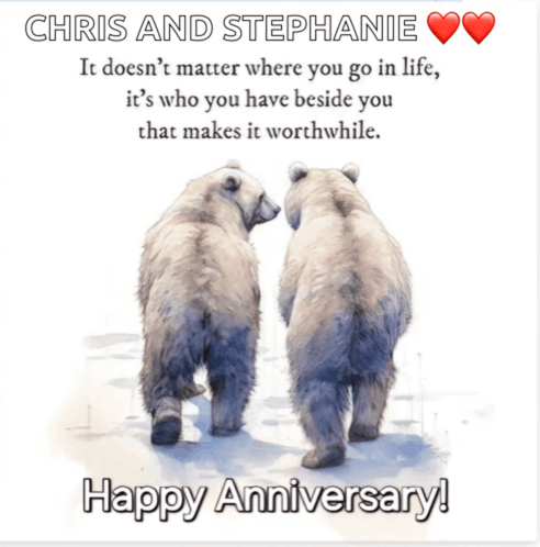 a chris and stephanie happy anniversary card