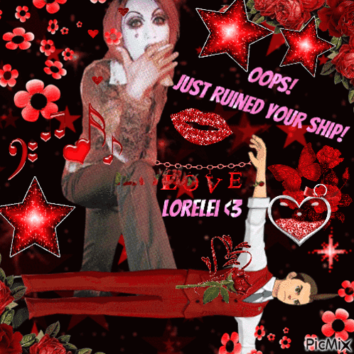 A collage-style gothic image features text including “OOPS JUST RUINED YOUR SHIP!”