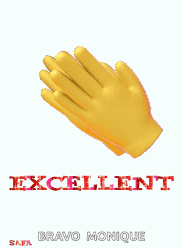 Yellow clapping-hands emoji appears above “EXCELLENT.”