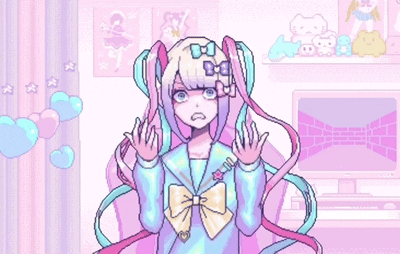 a pixel art drawing of a girl with pigtails