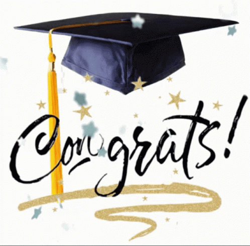A graduation cap and confetti sit above large cursive “Congrats!” lettering.
