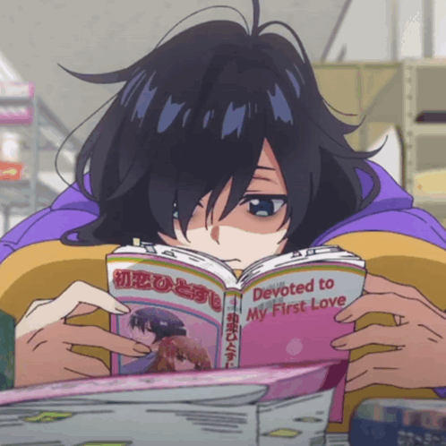 a person is reading a book called devoted to my first love