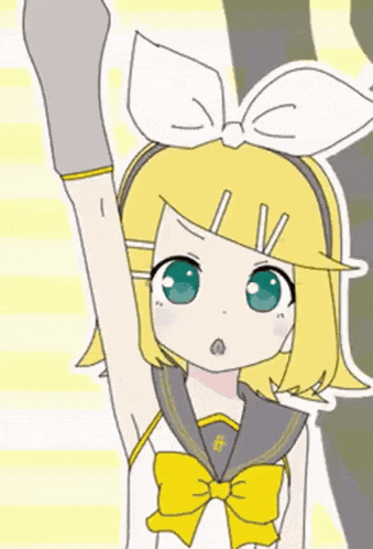 a drawing of a girl with yellow hair and a yellow bow on her head