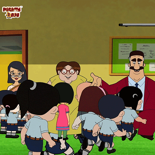 a mighty raj cartoon shows a group of kids dancing