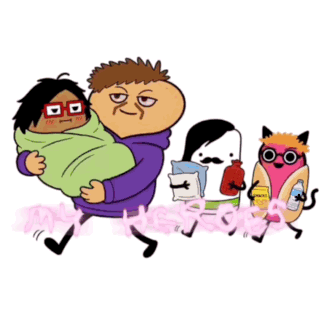 a cartoon of a man carrying a child with the words " my heroes " written on the bottom