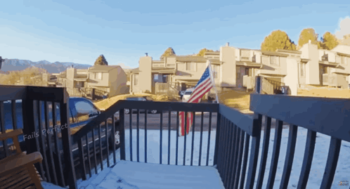 a balcony with the words fails perfect on the bottom right