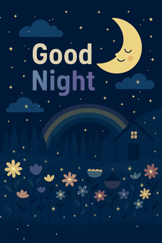 a poster with a crescent moon and the words good night