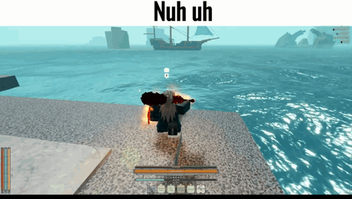 a screenshot of a video game with the words nuh uh on the top