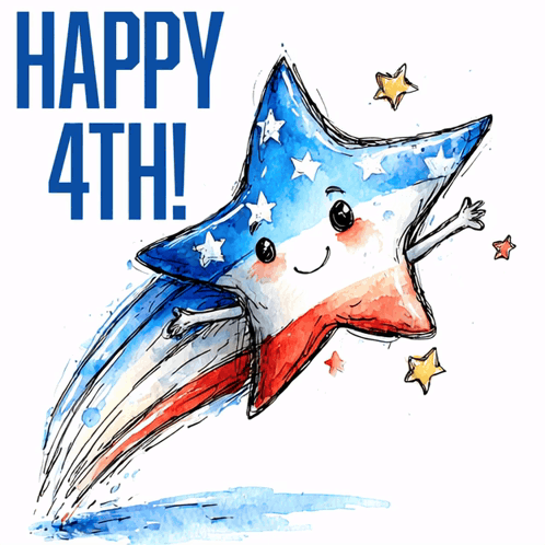 a drawing of a star with the words happy 4th