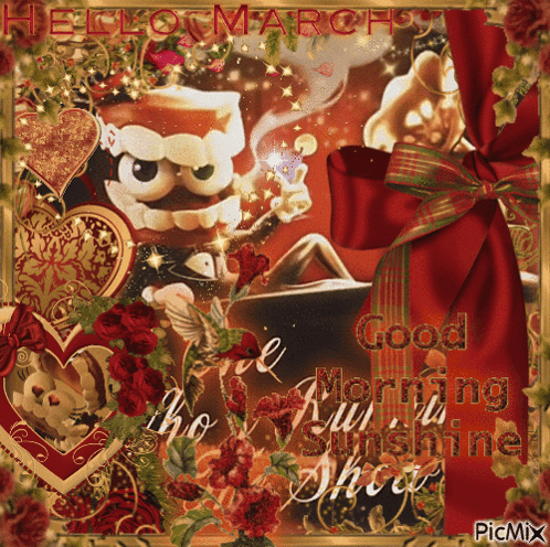 a picture of a nutcracker with a cup of coffee and the words good morning my sunshine