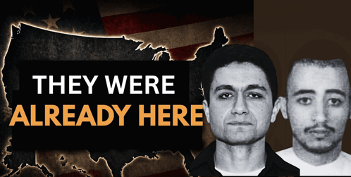 a poster with two men and the words " they were already here " on it