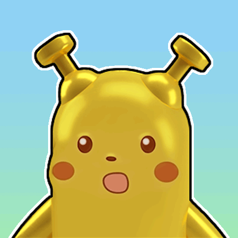 A cute yellow cartoon creature with antennae looks surprised.
