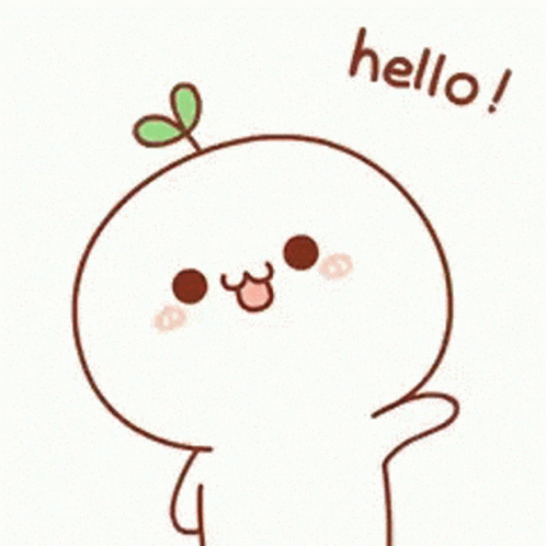 A round white cartoon character says “hello!”