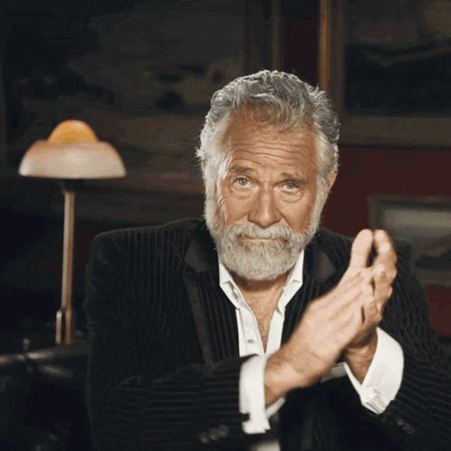 Older man gives a gentle approving clap.