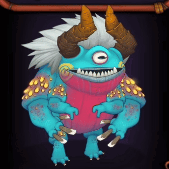 a cartoon monster with horns and one eye