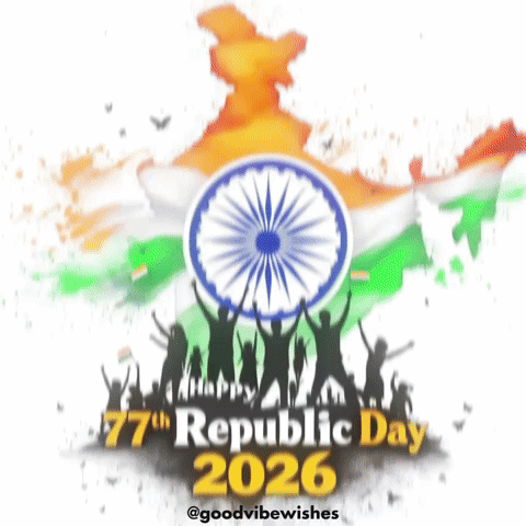 a poster that says happy 77th republic day 2026 on it
