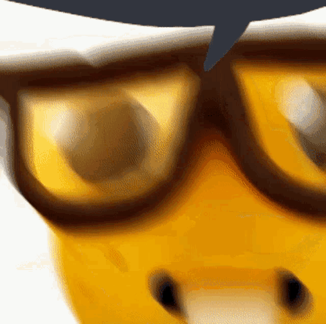a close up of a pair of glasses with a speech bubble behind them