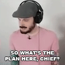 a man wearing headphones and a hat says `` so what 's the plan here , chief '' .