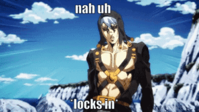 a cartoon character with the words nah uh locks in on the bottom