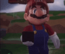Mario looks down sadly while holding a phone.