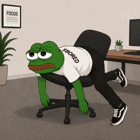 a cartoon of a frog wearing a shirt that says $ bored
