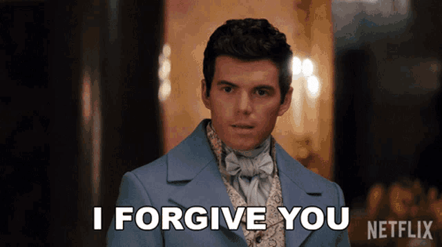 a man in a blue coat says i forgive you netflix