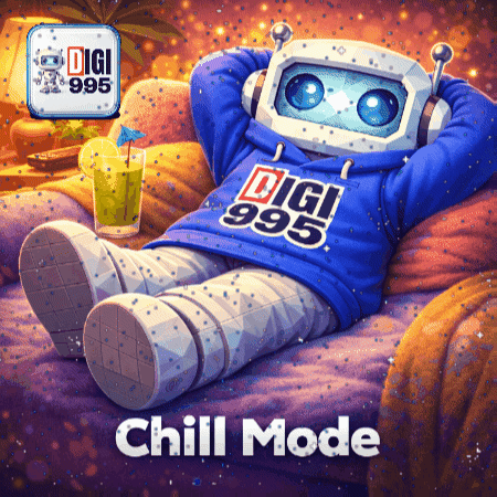 A cozy illustrated robot rests in an armchair with “Chill Mode.”