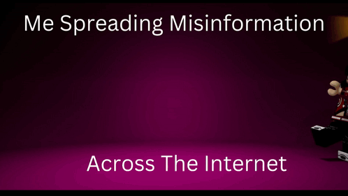 a cartoon of a girl with the words me spreading misinformation across the internet below her