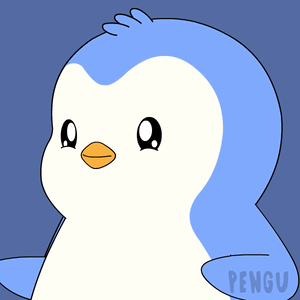a blue and white penguin with the word pengu on the bottom of it