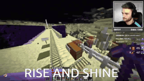 a screenshot of a video game with the words " rise and shine "
