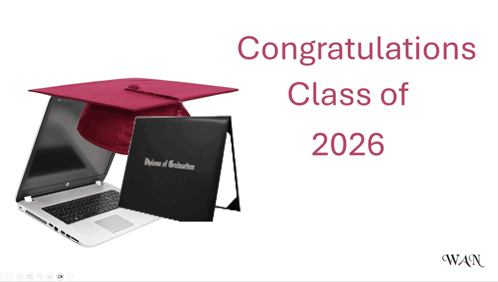 congratulations class of 2026 with a graduation cap and diploma
