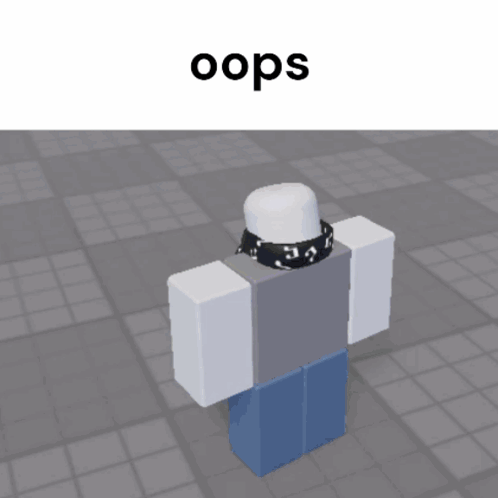 a roblox character with a choker around his neck and the word oops above him