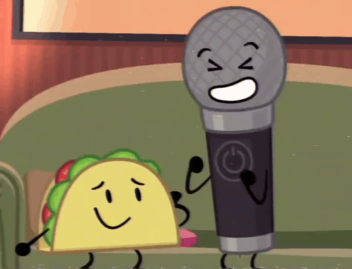 a taco and a microphone in a cartoon