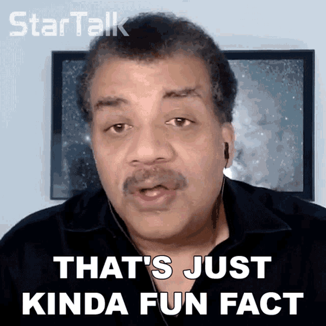 a man says that 's just kinda fun fact in front of a picture