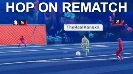 a soccer game with the words hop on rematch