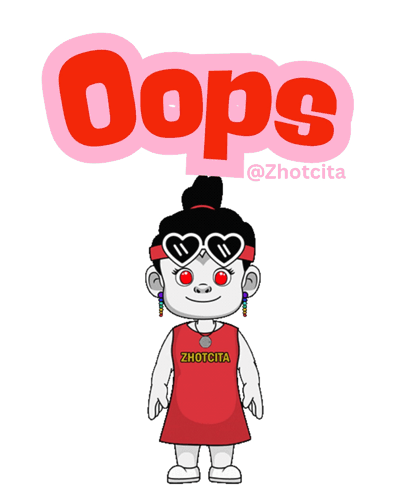 A cartoon girl holds a phone under large pink “Oops” text.