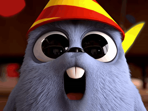A wide-eyed animated lemming gasps in surprise.